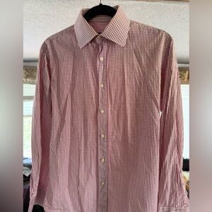 Men's San Remo Red Check Dress Shirt - Lightweight Button-Up